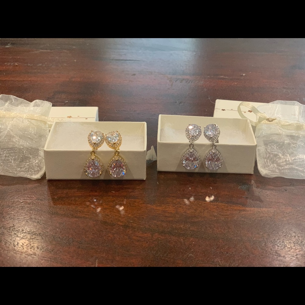 NWT Clip on Cubic Zirconia bridal earrings
